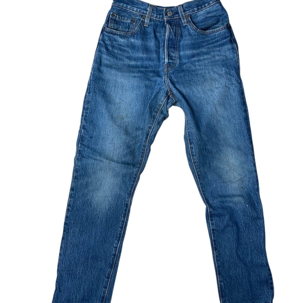 Vintage Levis 501 S Blue Skinny Button Fly Levis Jeans Pants - Picture 1 of 6